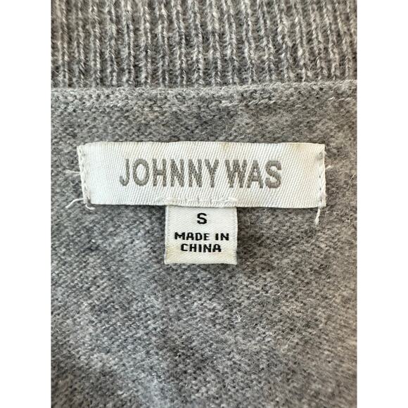 Johnny Was Cashmere Sweater Embroidered Geisha Gray Size S - Picture 3 of 12